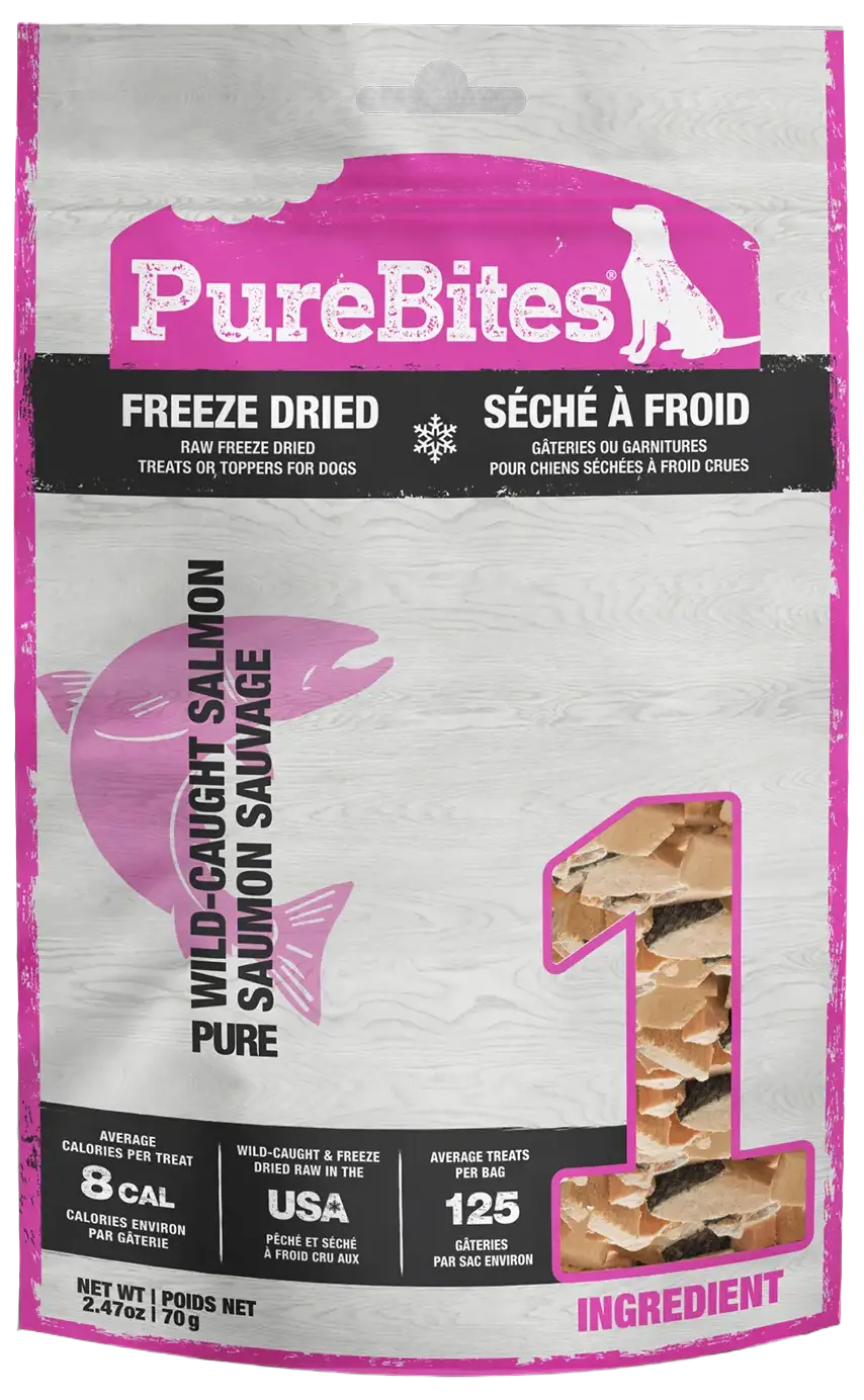Front of PureBites Salmon Freeze-Dried Pure Dog Treats 2.47-oz