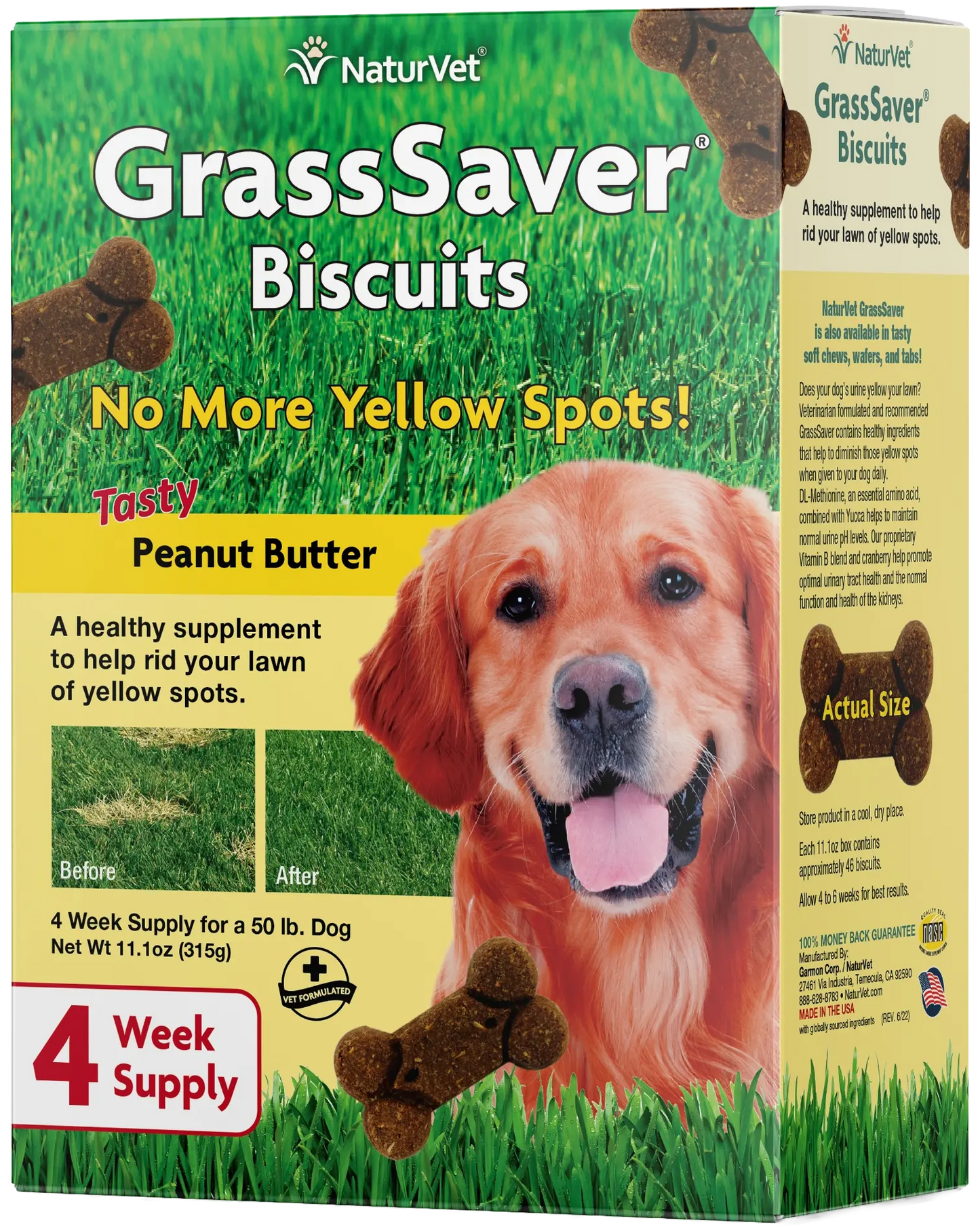 Front of NaturVet GrassSaver Dog Biscuits Peanut Butter 11.1-oz