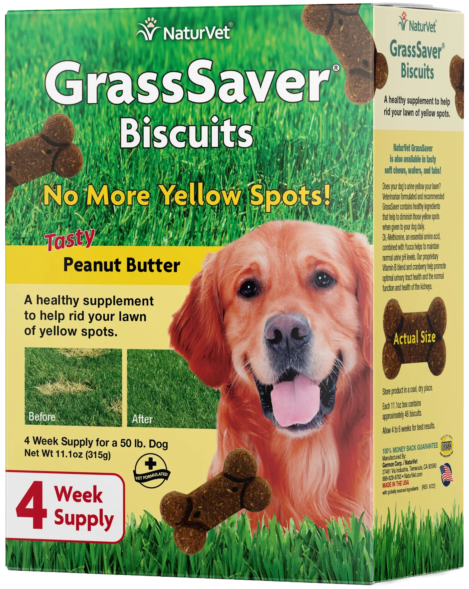 Front of NaturVet GrassSaver Dog Biscuits Peanut Butter 11.1-oz