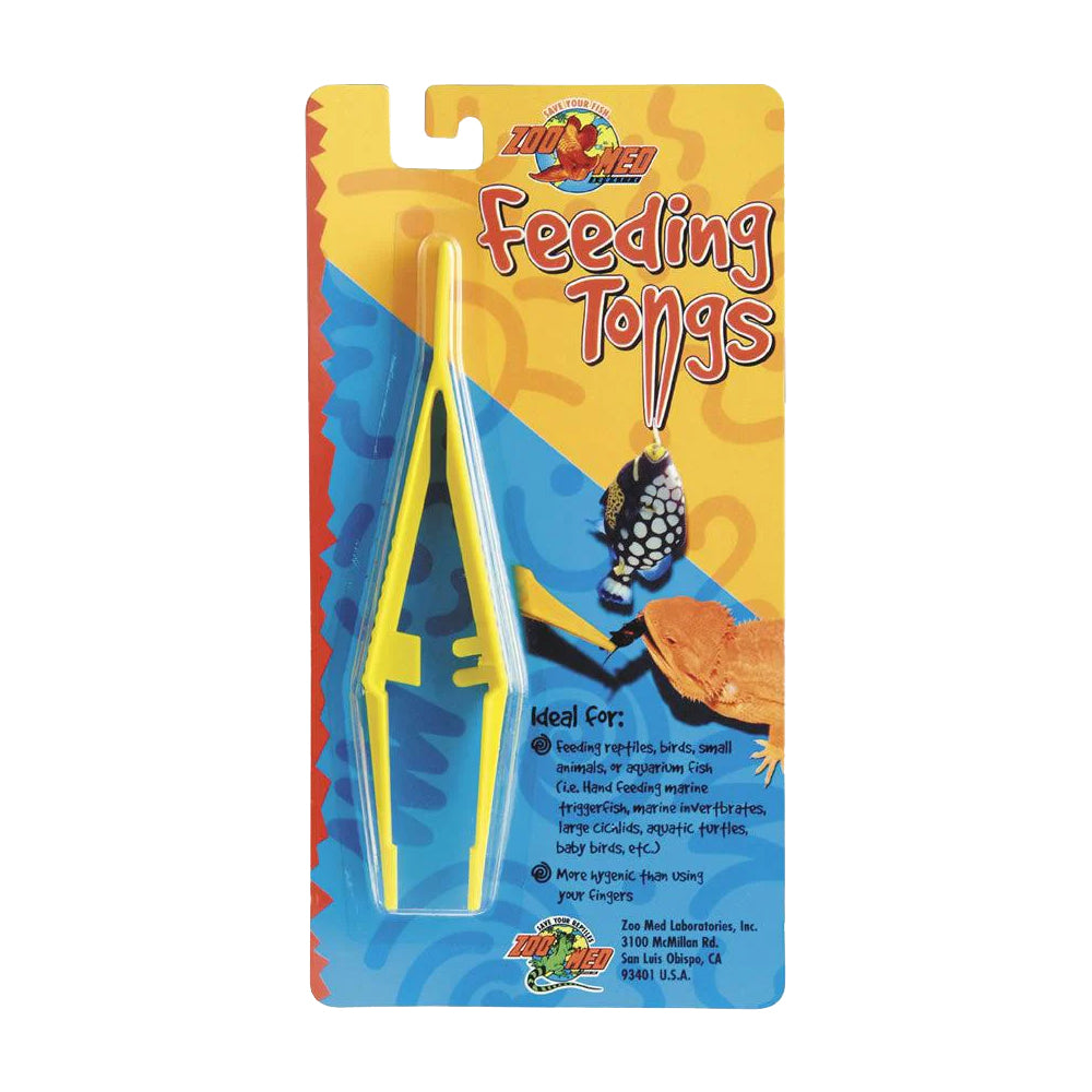 Front of Zoo Med Deluxe High Quality Feeding Tongs Yellow 6-in