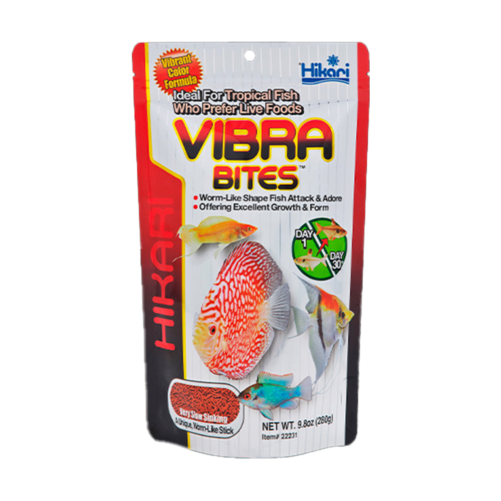 Front of Hikari USA Vibra Bites Tropical Very Slow Sinking Fish Food 9.8-oz