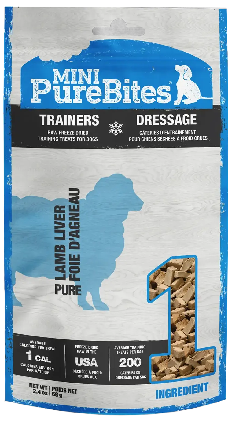 Front of PureBites Mini-Trainers Lamb Liver Freeze-Dried Pure Dog Treats 2.4-oz