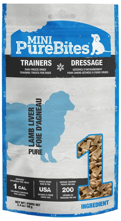 Front of PureBites Mini-Trainers Lamb Liver Freeze-Dried Pure Dog Treats 2.4-oz