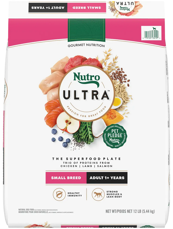 Nutro Ultra Small Breed Adult Dry Dog Food Chicken, Lamb & Salmon Plate 12-lb