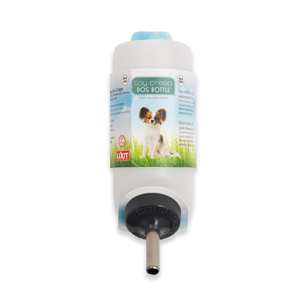 front of Lixit Small Dog Water Bottle White Silver