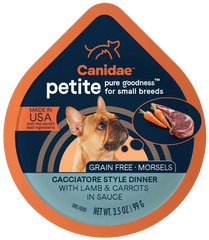 CANIDAE PURE Petite Goodness for Small Breed Grain-Free Morsels Canned Dog Food Lamb & Carrots 3.5-oz