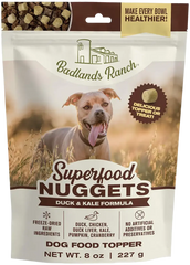Badlands Ranch Superfood Nuggets Freeze-Dried Raw Dog Treats Duck & Kale 8-oz