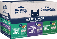 Natural Balance Ultra Platefulls Chicken Morsels in Gravy Adult Wet Cat Food Variety Pack 3-oz Pouches 12 Count