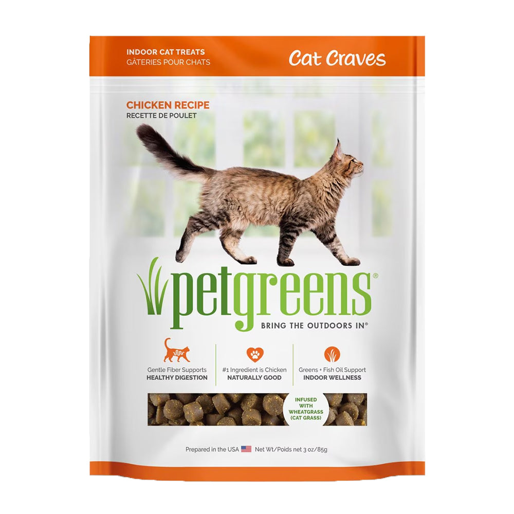 Front of Pet Greens Cat Craves Semi-Moist Soft-Chew Cat Treats Chicken 3-oz