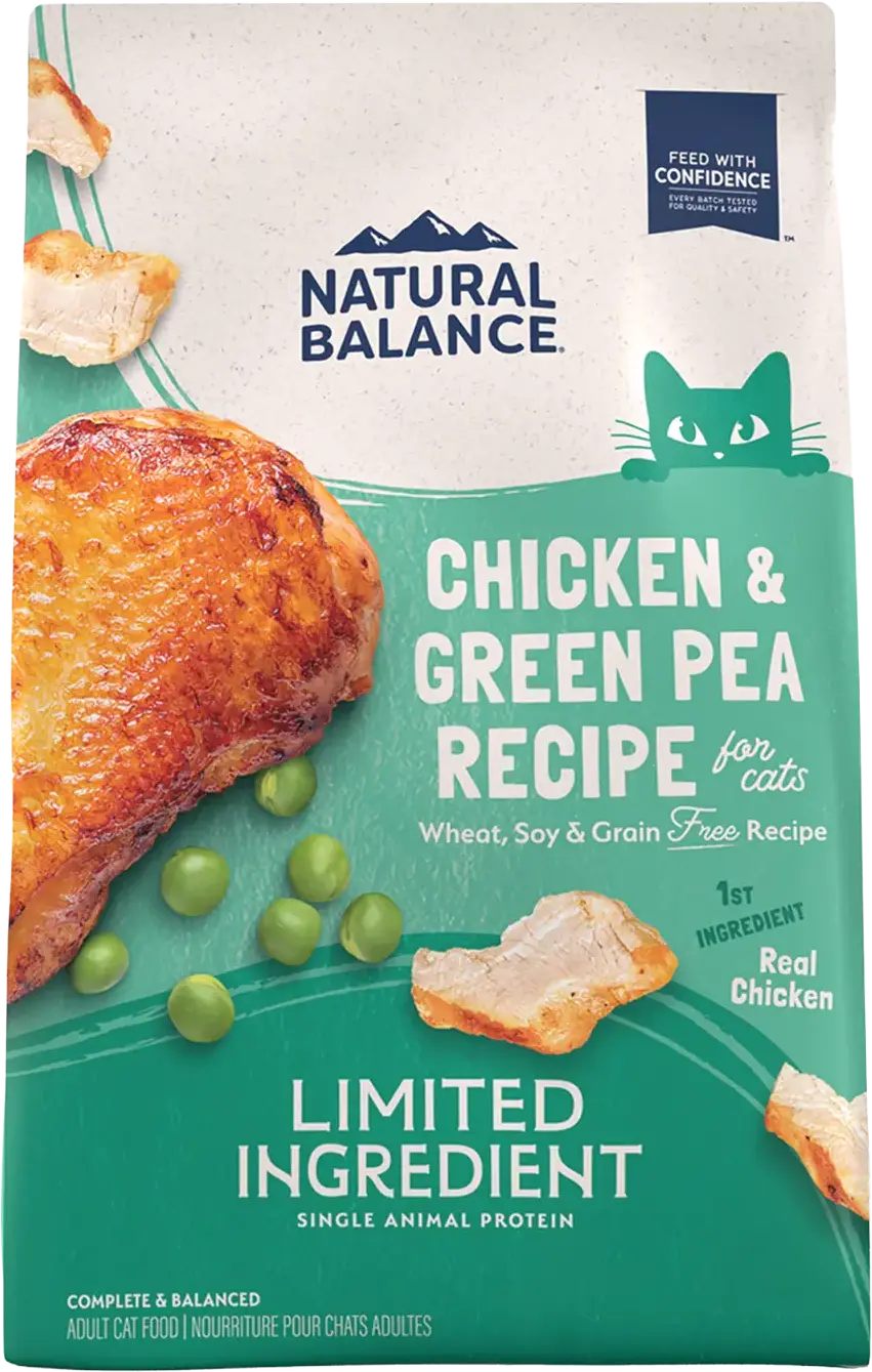 Front of Natural Balance Pet Foods Limited Ingredient Grain Free Dry Cat Food Green Pea & Chicken 10-lb