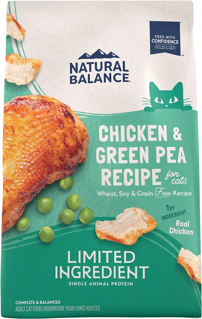 Front of Natural Balance Pet Foods Limited Ingredient Grain Free Dry Cat Food Green Pea & Chicken 10-lb