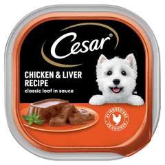 Cesar Classic Loaf in Sauce Adult Wet Dog Food Chicken & Liver 3.5-oz
