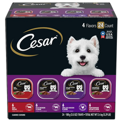 Cesar Classic Loaf in Sauce Adult Wet Dog Food Variety Pack Beef, Filet Mignon, Grilled Chicken, Poterhouse Steak 24 Count 84.66-oz
