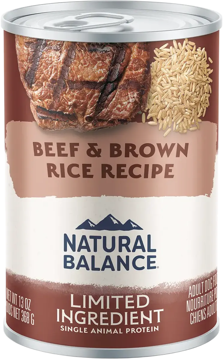 Front of Natural Balance Pet Foods Limited Ingredient Canned Dog Food Beef & Brown Rice 13-oz