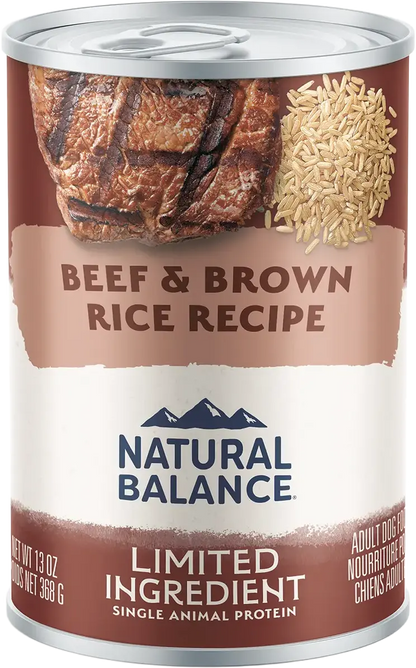 Front of Natural Balance Pet Foods Limited Ingredient Canned Dog Food Beef & Brown Rice 13-oz