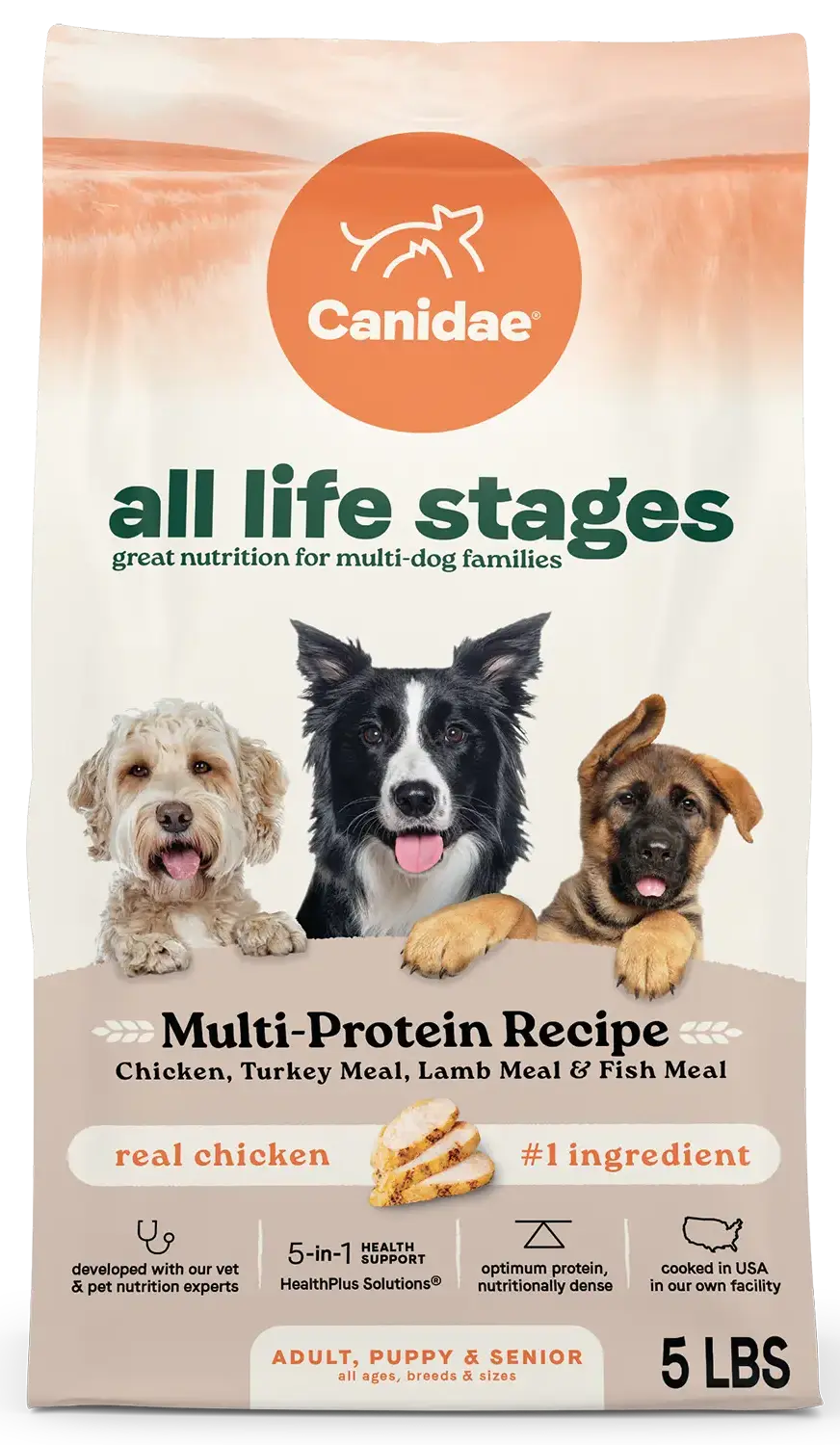 Front of Canidae All Life Stages Dry Dog Food Multi-Protein Recipe 5-lb