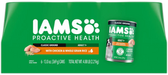 IAMS Proactive Health Adult Wet Dog Food Pate with Chicken & Rice 6 Count 13-oz