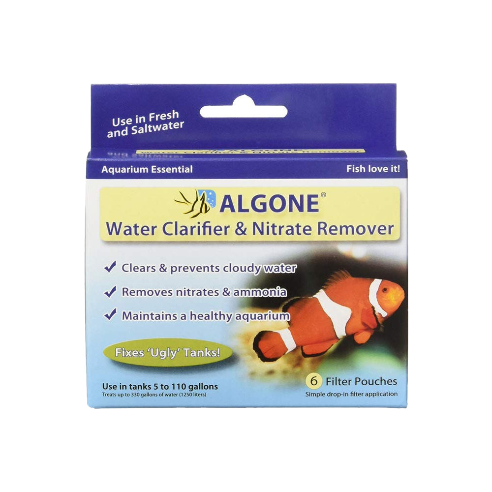 Front of Algone Water Clarifier and Nitrate Remover Small 6 Count