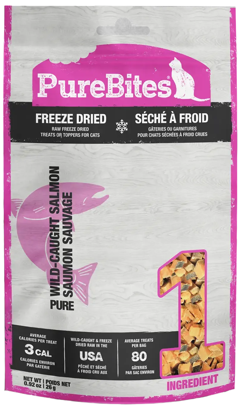 Front of PureBites Wild Pacific Salmon Freeze-Dried Cat Treats 0.92-oz