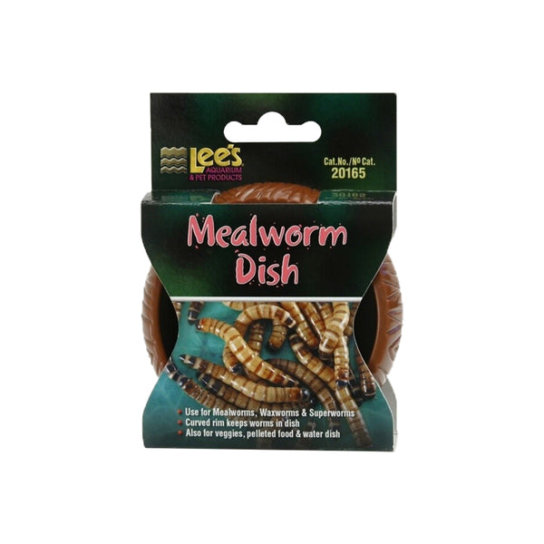 Front of Lee's Aquarium & Pet Products Mealworm Curved Dish Brown 3-in