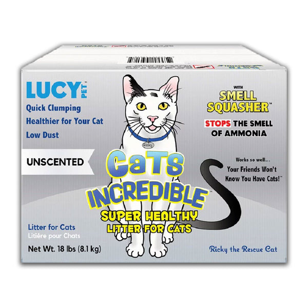 Front of Lucy Pet Products Cats Incredible Clumping Litter Unscented 18-lb