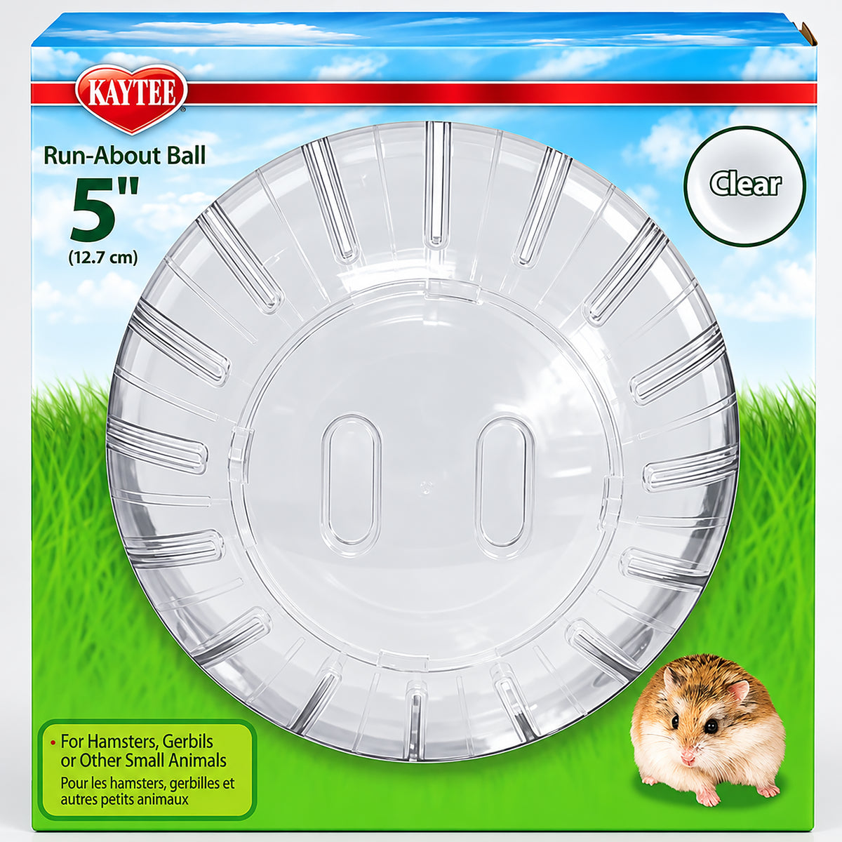 Front of Kaytee Run-About Small Animal Mini Exercise Ball Clear 5-in