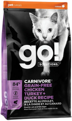 Petcurean Go! Solutions Carnivore Grain-Free Dry Cat Food Chicken Turkey & Duck Recipe 3-lb