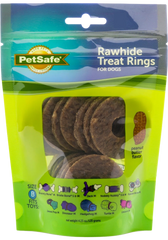 Busy Buddy Gnawhide Dog Treat Ring Refills Natural Rawhide Size B 16 Count 4.23-oz