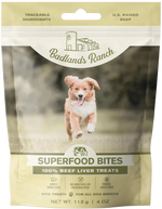 Front of Badlands Ranch Superfood Bites Freeze-Dried Raw Dog Treats Beef Liver 4-oz