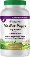 NaturVet Vita Pet Puppy Plus Breath Aid Tablets Time Release Jar 60 Count 6.3-oz