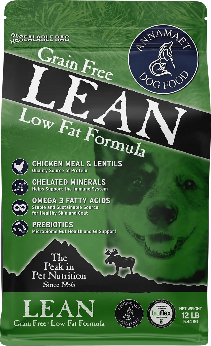 Annamaet Grain-Free Lean Low Fat Formula Dry Dog Food Chicken, Duck & Herring 12-lb