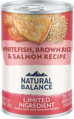 Natural Balance Pet Foods Limited Ingredient Canned Dog Food Whitefish Brown Rice & Salmon 13-oz