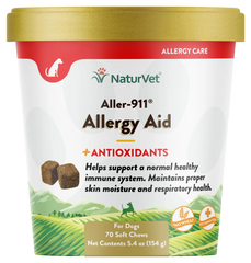 NaturVet Aller-911 Allergy Aid Plus Antioxidants Soft Chews for Dogs 70 Count 5.4-oz