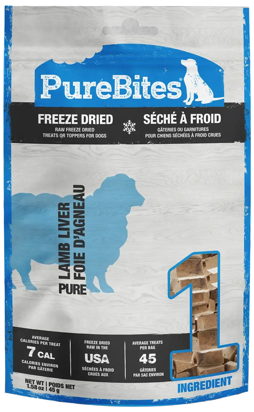 Front of PureBites Lamb Liver Freeze-Dried Dog Treats 1.58-oz