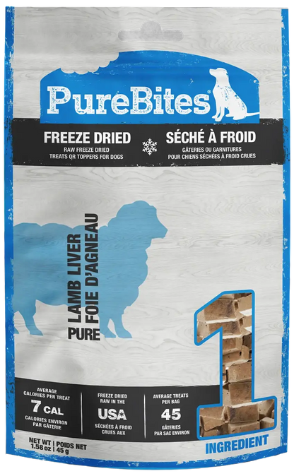 Front of PureBites Lamb Liver Freeze-Dried Dog Treats 1.58-oz