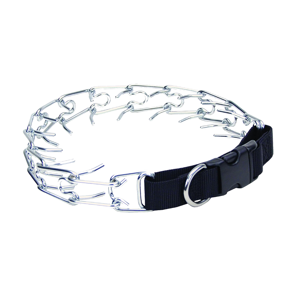 Front of Coastal Titan Easy-On Prong Dog Training Collar with Buckle Black 2 mm x 14 in