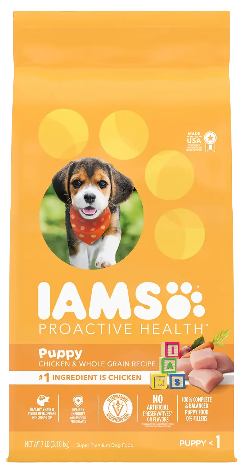 Front of IAMS Proactive Health Smart Puppy Dry Dog Food Real Chicken 7-lb