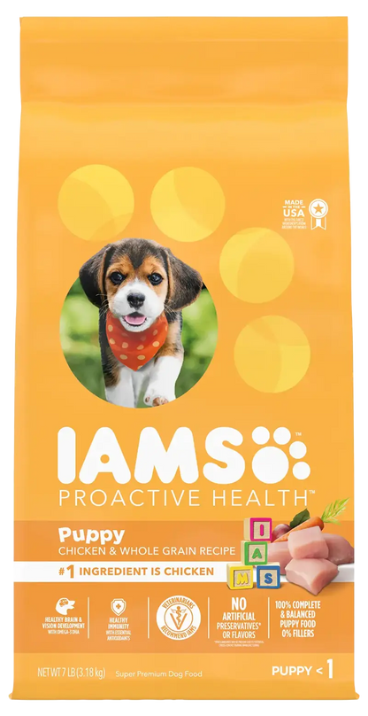 Front of IAMS Proactive Health Smart Puppy Dry Dog Food Real Chicken 7-lb