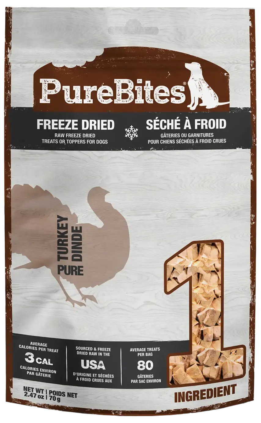 Front of PureBites Turkey Breast Freeze-Dried Dog Treats 2.47-oz