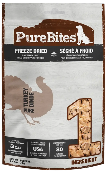 Front of PureBites Turkey Breast Freeze-Dried Dog Treats 2.47-oz