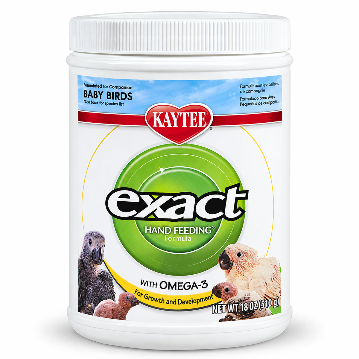 Front of Kaytee Exact Handfeeding Formula for Baby Birds 18-oz