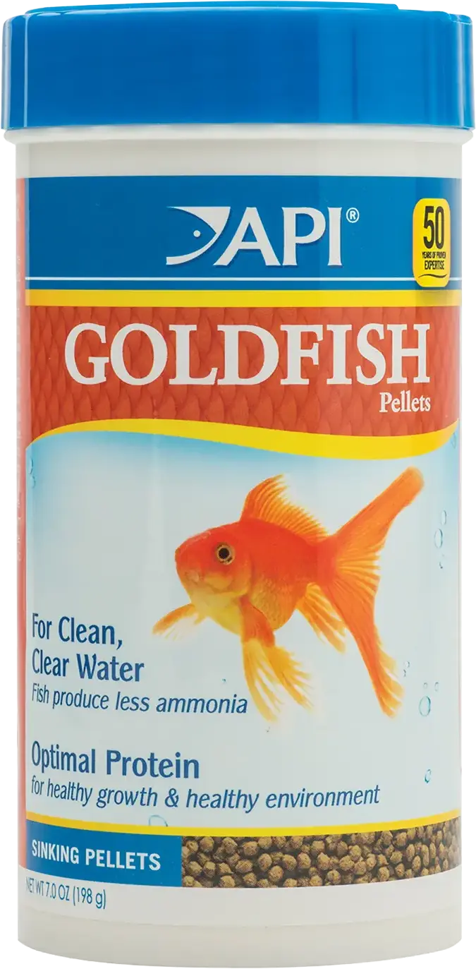 Front of API Goldfish Premium Sinking Pellets Fish Food 7-oz