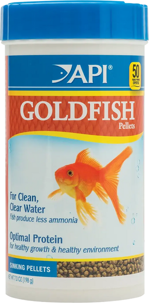Front of API Goldfish Premium Sinking Pellets Fish Food 7-oz