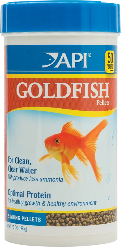 Front of API Goldfish Premium Sinking Pellets Fish Food 7-oz