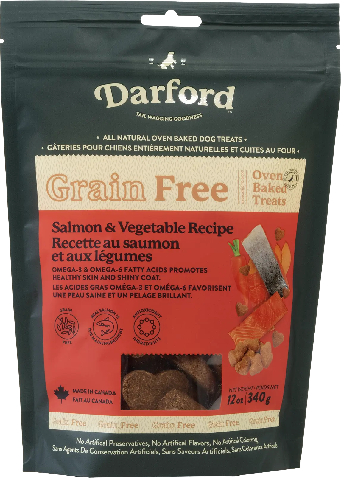 Front of Darford Grain Free Biscuits Salmon Recipe Dog Treats Regular 12-oz