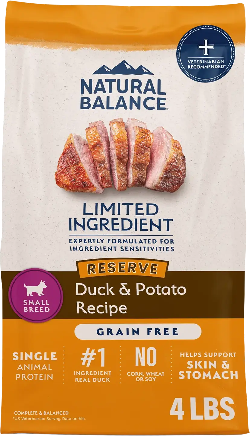 Front of Natural Balance Pet Foods Limited Ingredient Reserve Grain Free Small Breed Dry Dog Food Duck & Potato 4-lb