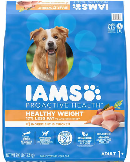 Front of IAMS Healthy Weight Adult Dry Dog Food Chicken 29.1-lb