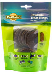 Busy Buddy Natural Rawhide Dog Treat Rings Peanut Butter Size C 6.88-oz