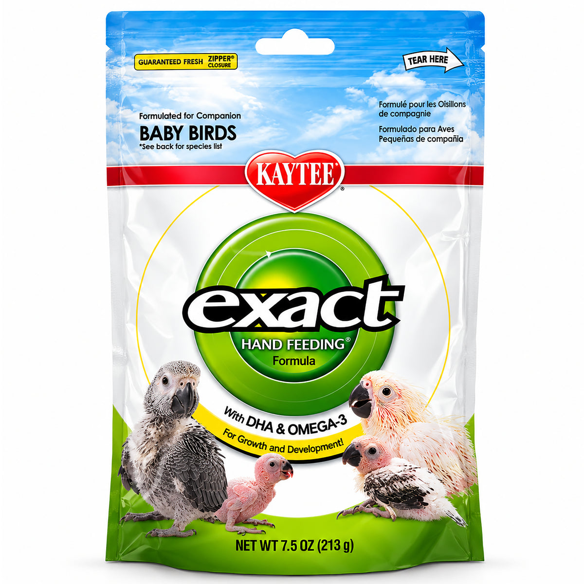 Front of Kaytee Exact Handfeeding Formula for Baby Birds 7.5-oz