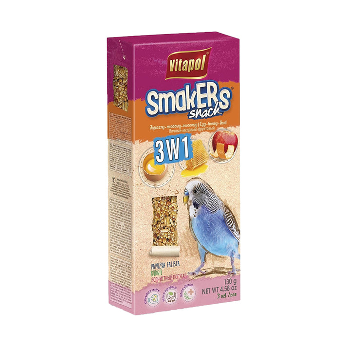 A&E Cage Company Smakers Snack 3-in-1 Mix Treat Stick for Parakeets 3 Count 4.59-oz